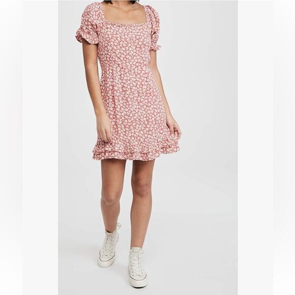 Lost + Wander Floral Madison Mini Dress Coral Medium New - Picture 9 of 16